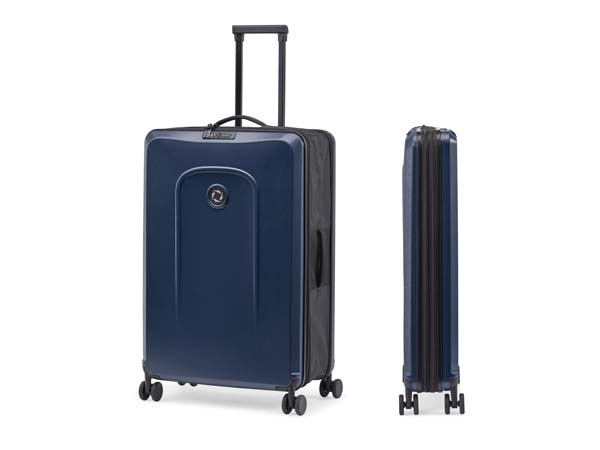 senz° foldaway large check in trolley midnight blue